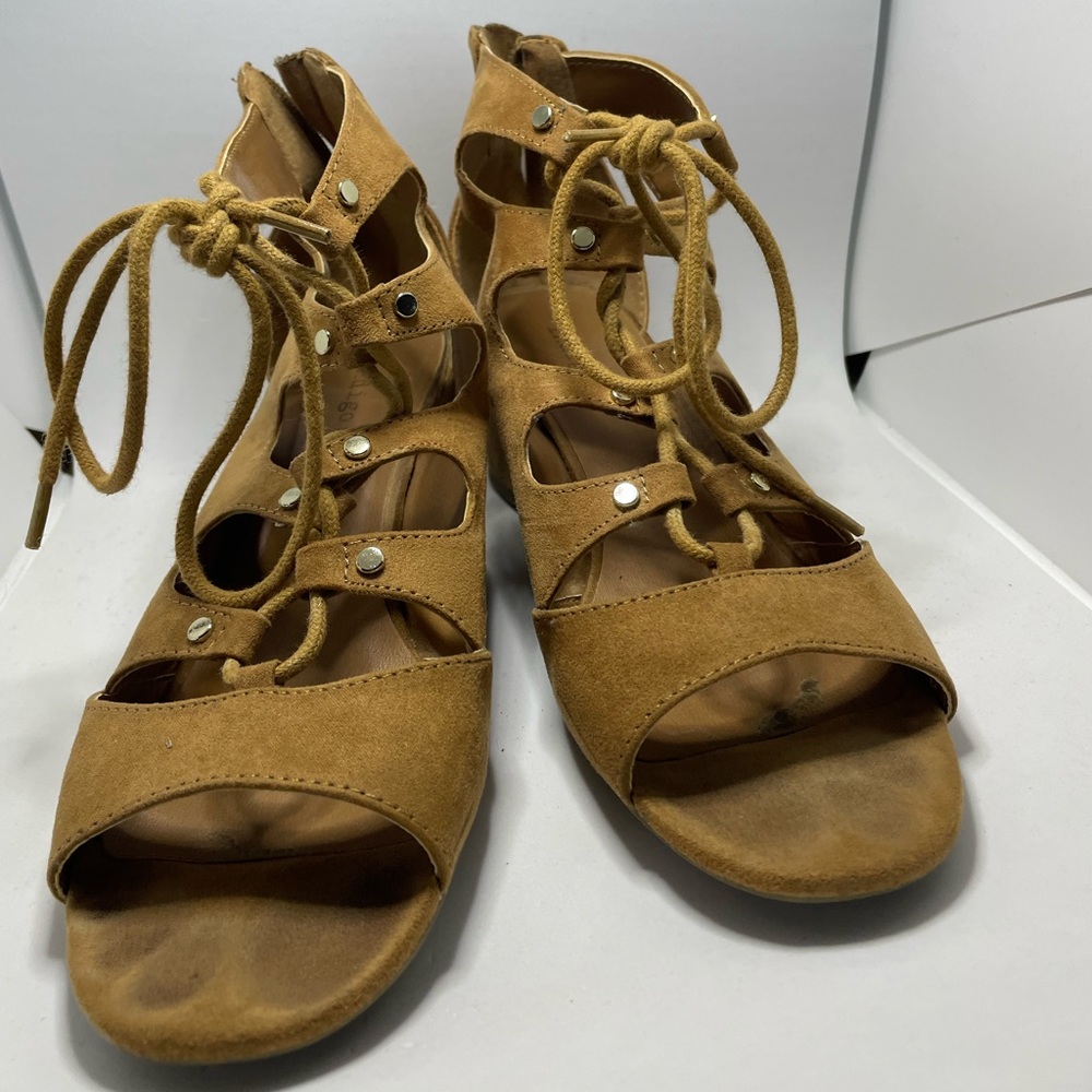 Roman sandal shoes, wedge sandals, sandal heels, tie and zipper